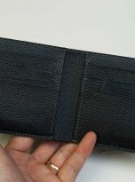 Ví nam da Epsom Handmade, ví da bê phối da cá sấu màu đen