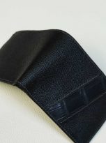 Ví nam da Epsom Handmade, ví da bê phối da cá sấu màu đen