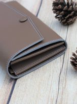 Ví nữ cầm tay da dê Alran Chevre Sully, ví dài handmade màu xám cát