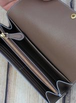 Ví nữ cầm tay da dê Alran Chevre Sully, ví dài handmade màu xám cát