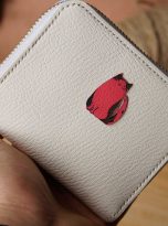 Ví zip da dê Alran Chevre Sully, ví nữ handmade màu trắng