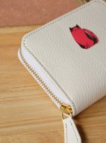 Ví zip da dê Alran Chevre Sully, ví nữ handmade màu trắng