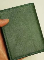 Ví da bò Tuscany Vintage xanh rêu, Ví nam dáng đứng da bò Handmade