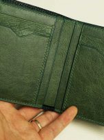 Ví da bò Tuscany Vintage xanh rêu, Ví nam dáng đứng da bò Handmade