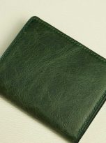 Ví da bò Tuscany Vintage xanh rêu, Ví nam dáng đứng da bò Handmade