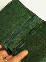 Ví da bò Tuscany Vintage xanh rêu, Ví nam dáng đứng da bò Handmade