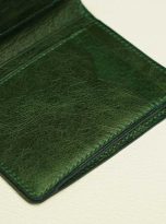 Ví da bò Tuscany Vintage xanh rêu, Ví nam dáng đứng da bò Handmade