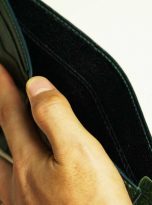 Ví da bò Tuscany Vintage xanh rêu, Ví nam dáng đứng da bò Handmade