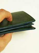 Ví da bò Tuscany Vintage xanh rêu, Ví nam dáng đứng da bò Handmade