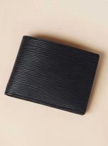 Ví nam dáng ngang da Epi nhập khẩu, ví da bò Handmade màu đen