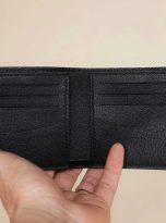 Ví nam dáng ngang da Epi nhập khẩu, ví da bò Handmade màu đen