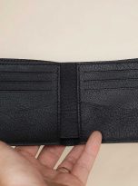 Ví nam dáng ngang da Epi nhập khẩu, ví da bò Handmade màu đen