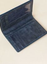 Ví da bò Tuscany Vintage xanh navy, Ví đứng da bò nhập khẩu