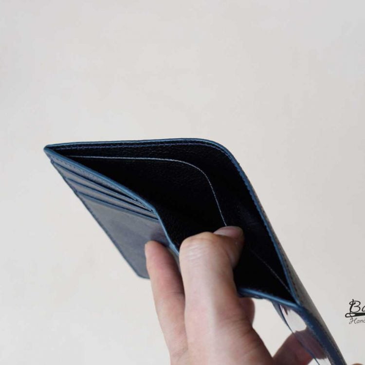 Ví da bò Tuscany Vintage xanh navy, Ví đứng da bò nhập khẩu