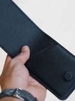 Ví da Epsom Handmade màu đen, ví tiền mini nhỏ gọn da bê