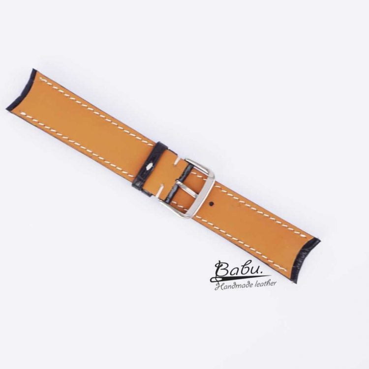 Dây đồng hồ da cá sấu nhập khẩu, dây cá sấu handmade đầu chốt cong AL106