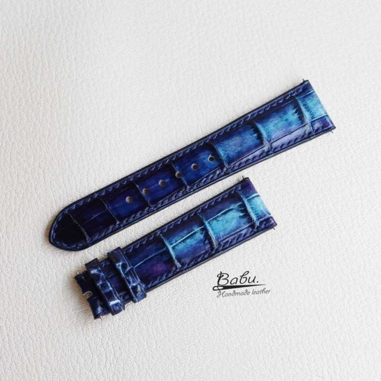 Dây cá sấu Patina Handmade, Dây đồng hồ da cá sấu nhập khẩu AL108