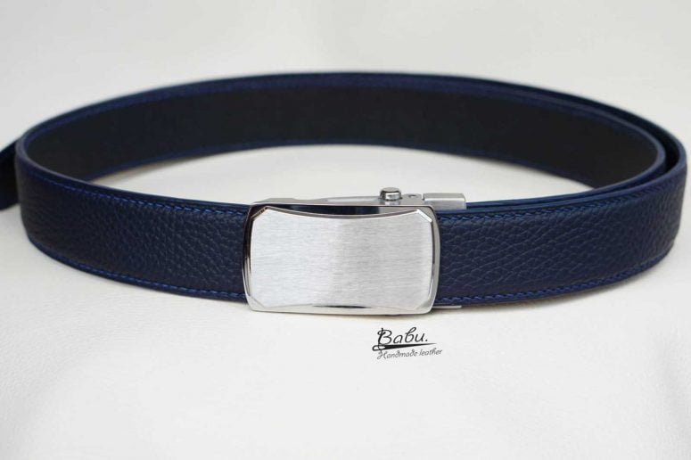 Thắt lưng da bò Togo Handmade màu xanh Navy TLB101