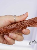 Dây đồng hồ đà điểu Nam Phi vàng bò, dây da đà điểu Handmade cao cấp