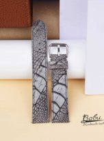 Dây đồng hồ đà điểu Nubuck màu xám, dây đồng hồ Handmade cao cấp
