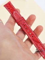 Dây đồng hồ da đà điểu Nam Phi, dây đồng hồ nữ Handmade màu đỏ dâu