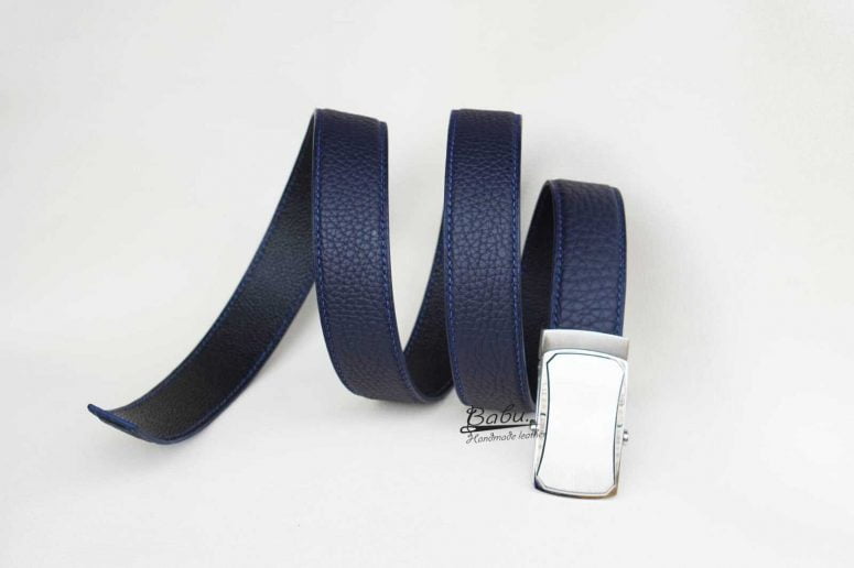 Thắt lưng da bò Togo Handmade màu xanh Navy TLB101