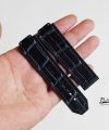 Dây Hublot da cá sấu nhập khẩu, dây da cá sấu Handmade màu đen ALH102
