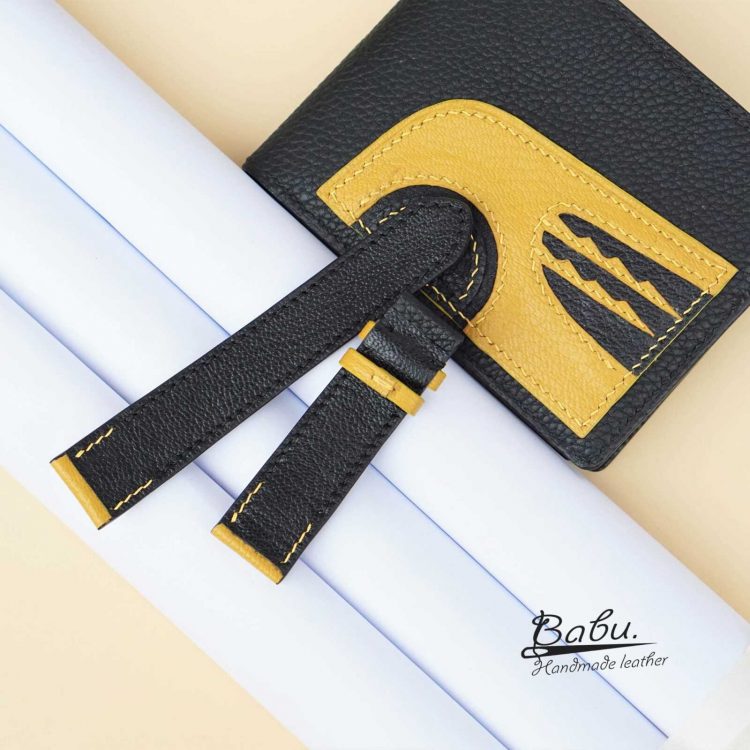 Dây da bò Togo nhập khẩu, dây đồng hồ da thật chế tác thủ công CO102