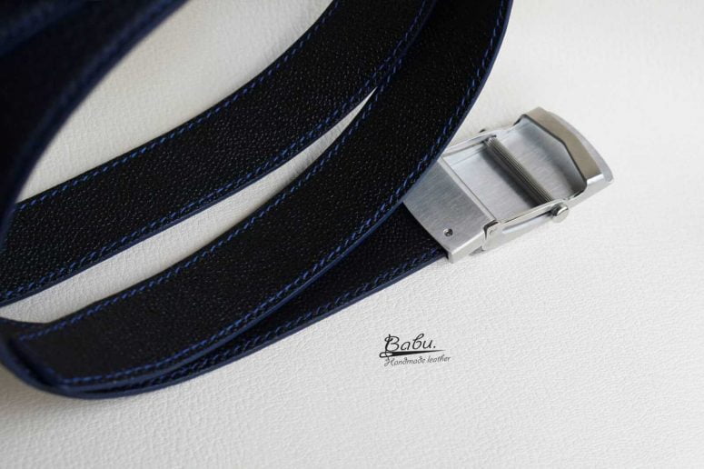 Thắt lưng da bò Togo Handmade màu xanh Navy TLB101