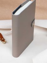 Bìa sổ da bê Epsom Handmade màu xám