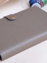 Bìa sổ da bê Epsom Handmade màu xám