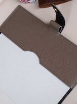 Bìa sổ da bê Epsom Handmade màu xám