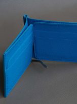 Ví kẹp tiền da Epsom Handmade, ví Money Clip da bò màu xanh Blue