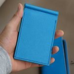 Ví kẹp tiền da Epsom Handmade, ví Money Clip da bò màu xanh Blue