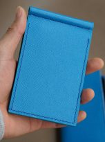 Ví kẹp tiền da Epsom Handmade, ví Money Clip da bò màu xanh Blue
