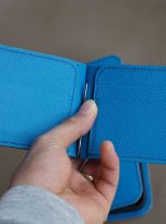 Ví kẹp tiền da Epsom Handmade, ví Money Clip da bò màu xanh Blue