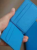 Ví kẹp tiền da Epsom Handmade, ví Money Clip da bò màu xanh Blue