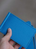 Ví kẹp tiền da Epsom Handmade, ví Money Clip da bò màu xanh Blue