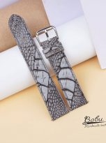 Dây đồng hồ đà điểu Nubuck màu xám, dây đồng hồ Handmade cao cấp