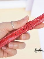 Dây đồng hồ da đà điểu Nam Phi, dây đồng hồ nữ Handmade màu đỏ dâu