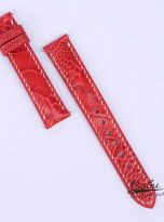 Dây đồng hồ da đà điểu Nam Phi, dây đồng hồ nữ Handmade màu đỏ dâu