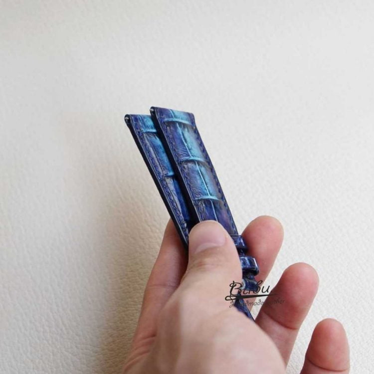 Dây cá sấu Patina Handmade, Dây đồng hồ da cá sấu nhập khẩu AL108