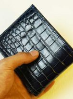 Ví cá sấu Handmade màu xanh navy, Ví nam da cá sấu nhập khẩu