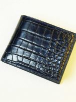 Ví cá sấu Handmade màu xanh navy, Ví nam da cá sấu nhập khẩu