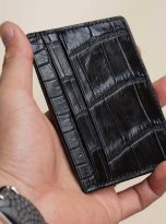 Ví đựng card da cá sấu nhập khẩu màu đen