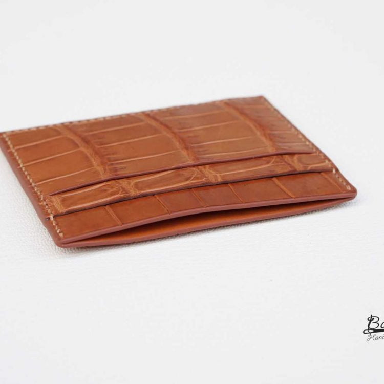 Ví đựng card da cá sấu nhập khẩu màu nâu Gold AWL105