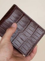 Ví da cá sấu nhập khẩu, ví cá sấu Handmade màu nâu