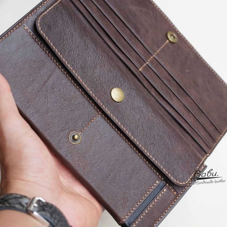 Ví dài da bò Tuscany Vintage, ví cầm tay handmade cao cấp CWL118