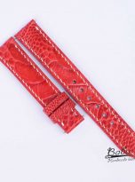 Dây đồng hồ da đà điểu Nam Phi, dây đồng hồ nữ Handmade màu đỏ dâu