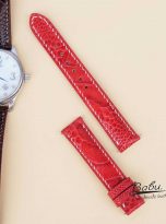 Dây đồng hồ da đà điểu Nam Phi, dây đồng hồ nữ Handmade màu đỏ dâu